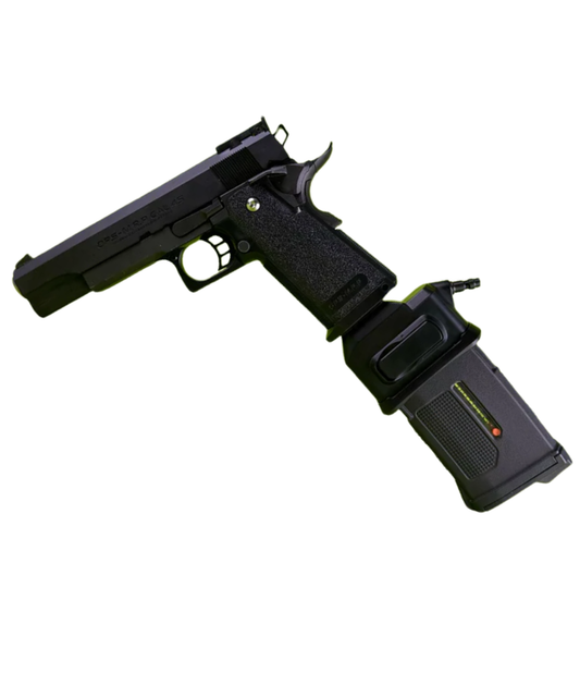 AirTac Hi-Capa / SSP / SSP5 to M4 HPA Adapter – Injection Moulded attached to weapon