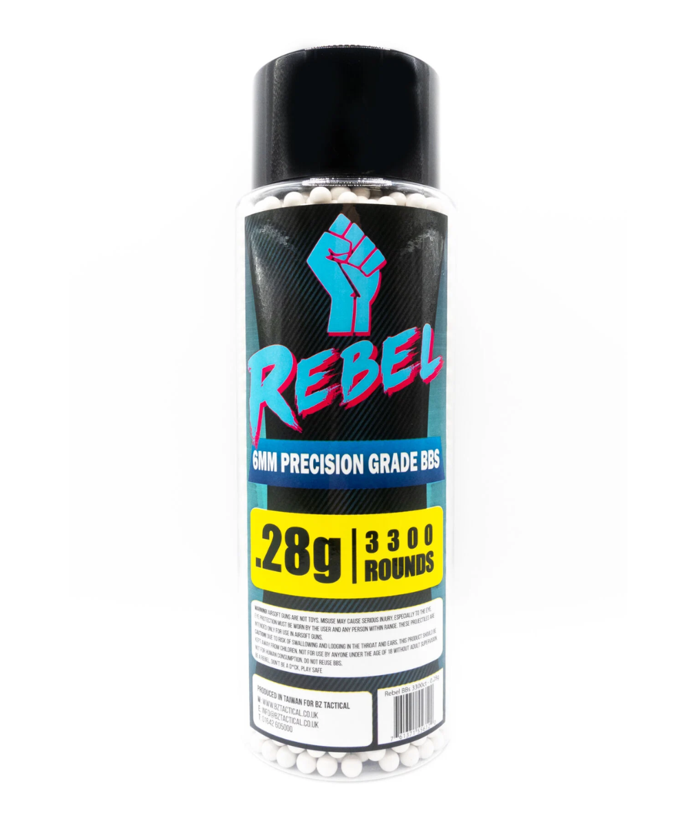 Rebel Precision 6mm BBs 3300ct Bottle – 0.28g Airsoft BBs