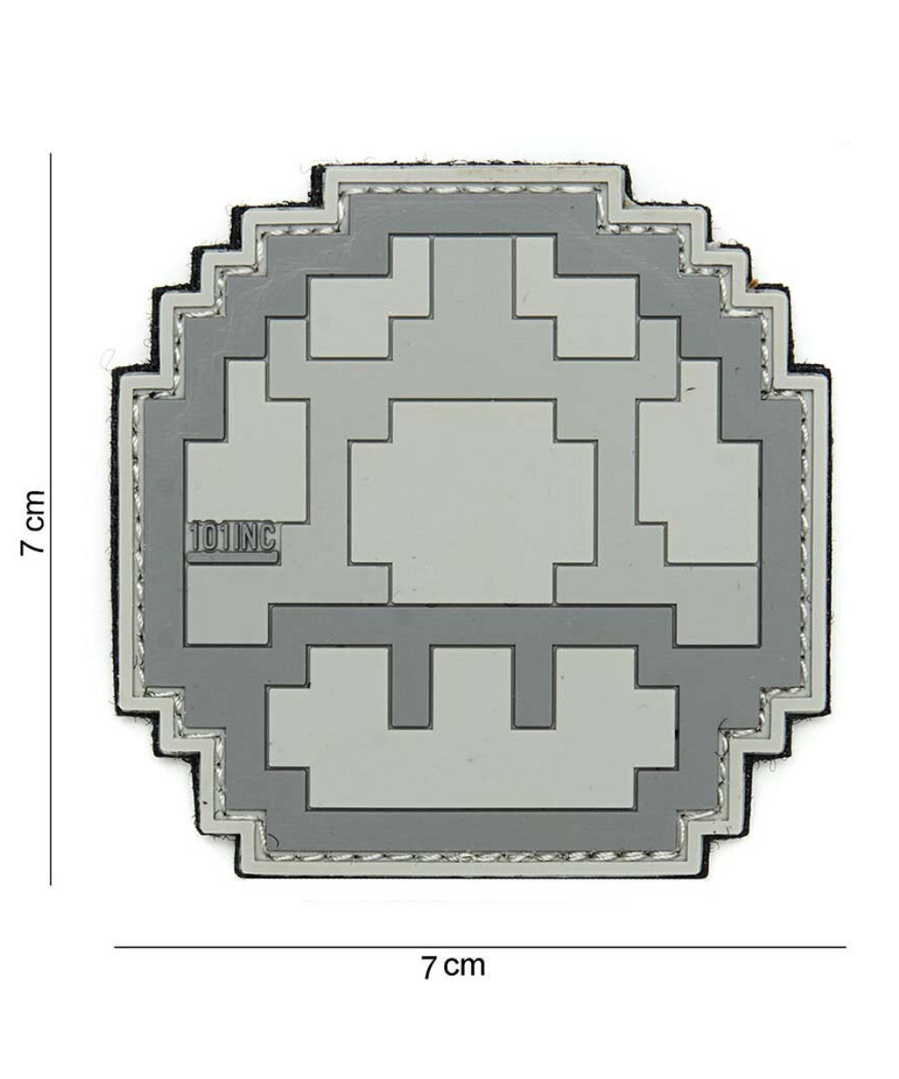 101 8-Bit Mushroom 3D PVC Patch - Grey