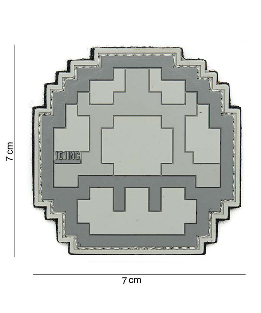101 8-Bit Mushroom 3D PVC Patch - Grey