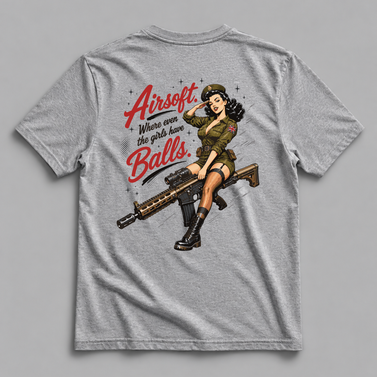 Airsoft. Where Even the Girls have Balls. Dead Rag Airsoft T Shirt Grey
