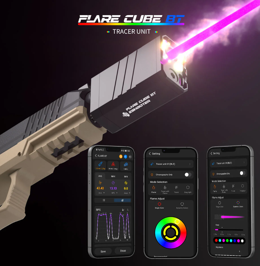 Eshooter Flare M BT Cube Tracer Unit (Bluetooth) inc Chronograph
