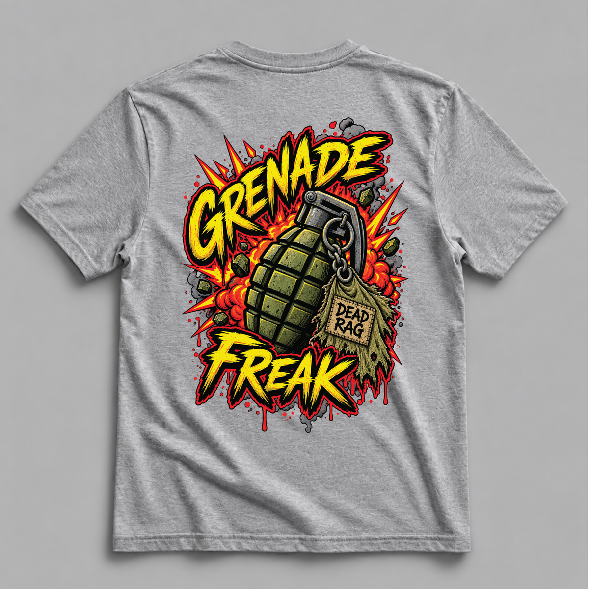 Grenade Freak Dead Rag Airsoft T Shirt  Grey