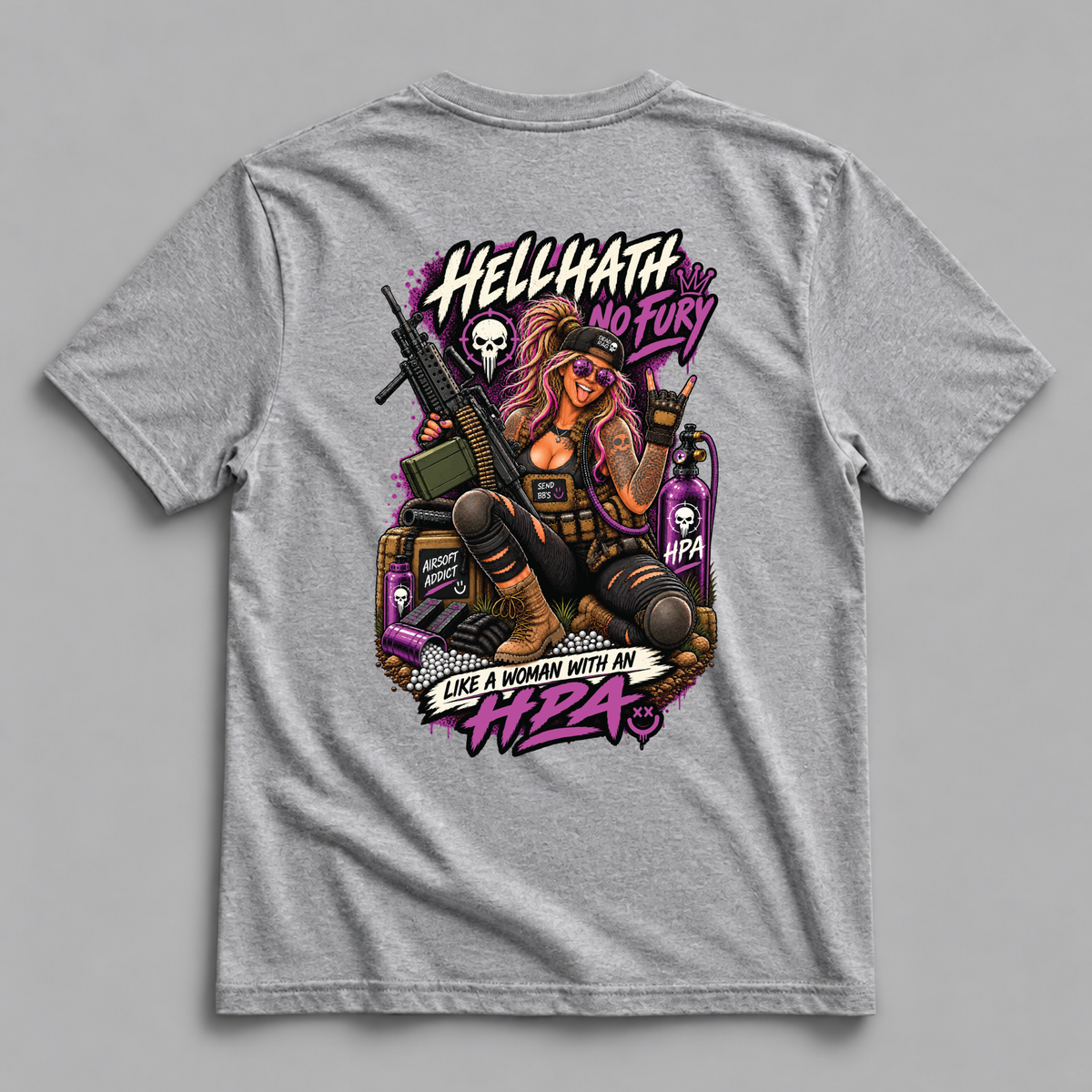 Hell Hath No Fury Dead Rag Airsoft T Shirt Grey