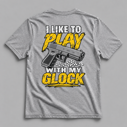 I Like To Play With My Glock Dead Rag Airsoft T Shirt Grey
