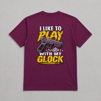 I Like To Play With My Glock Dead Rag Airsoft T Shirt Maroon