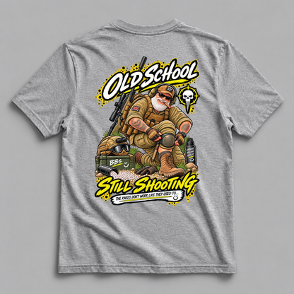 Old School Still Shooting Dead Rag Airsoft T Shirt Grey
