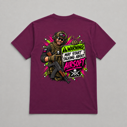 Warning May Start Talking About Airsoft Dead Rag Airsoft T Shirt Maroon