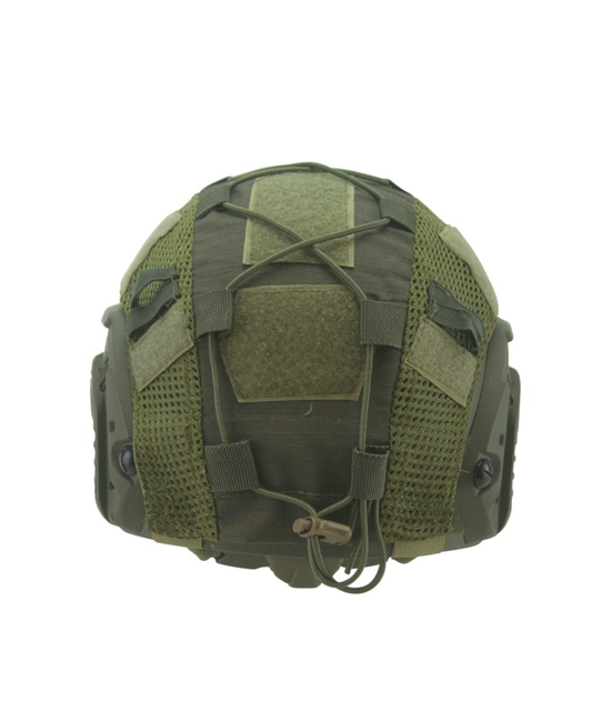 Kombat Tactical Fast Helmet Cover - Olive Green back view